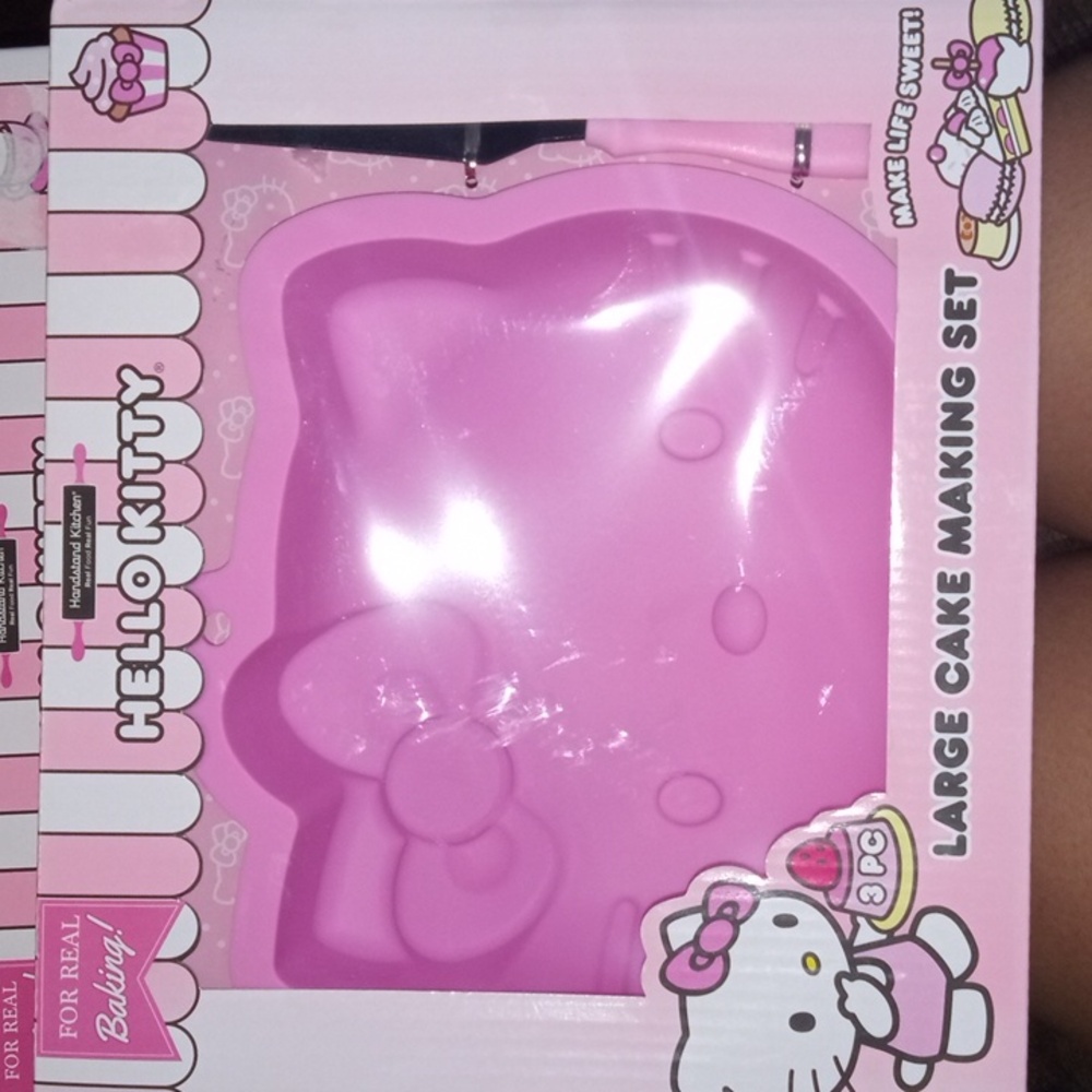 2 different Hello Kitty baking tools bakewear cake pan and coco bomb kit Sanrio